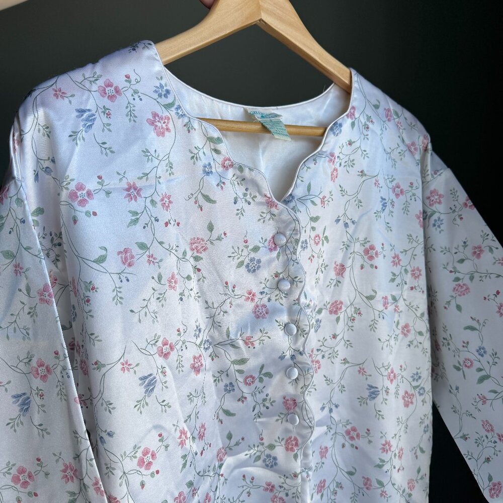 Satin Nightshirt Wildflowers/White Vintage Gilligan O'Malley - Picture 1 of 14